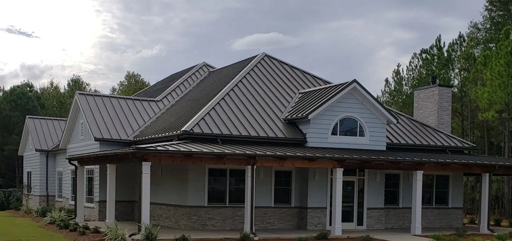Newly installed standing seam metal roof on a custom home in Ocean County, NJ